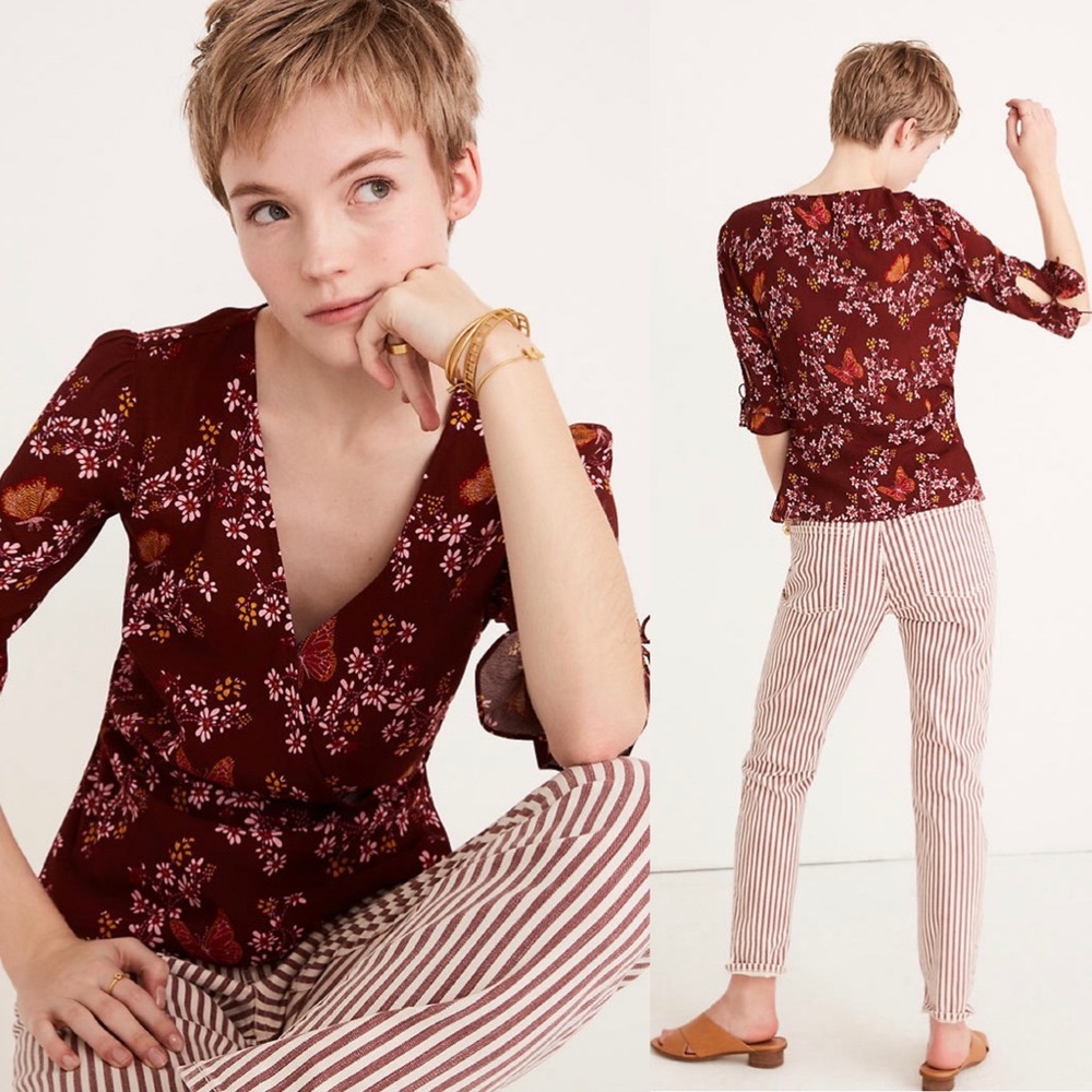 Madewell Tie-Sleeve Wrap Top